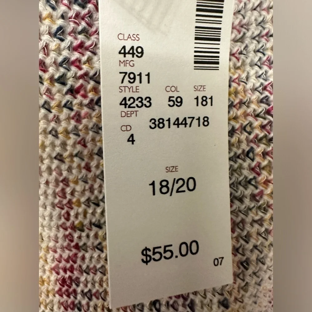 Avenue Space Dye Knit Sweater plus sz 18 20 Multi Color‎ 3/4 Sleeve Straight Hem